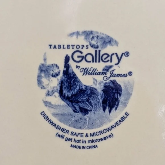 Vintage White & Blue Rooster Farmyard Transferware William James  Dinner Plate - Picture 6 of 8